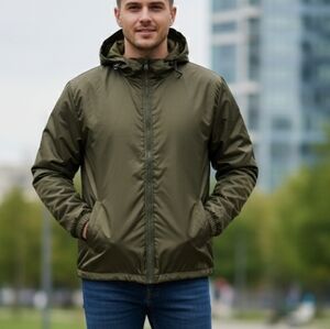 Red Label by Patrol Jeans preloved Olive Green Hooded Windbreaker XL